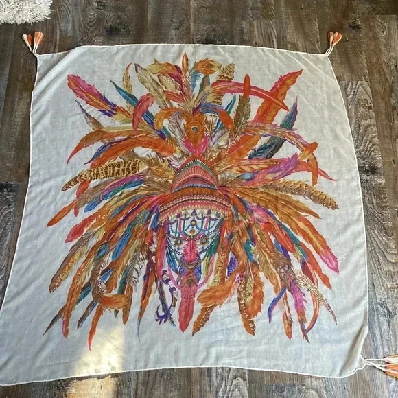 Feather  Print Scarf - Picture 2 of 7